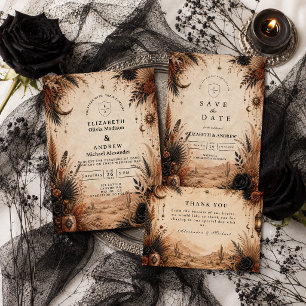Wüsten-Boho-Goth-Hochzeit Dankeskarte