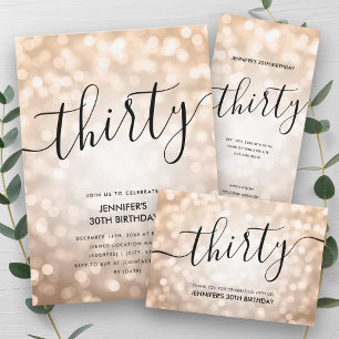 Moderne Rose Gold Glitzer Lights 30. Geburtstag Runder Aufkleber