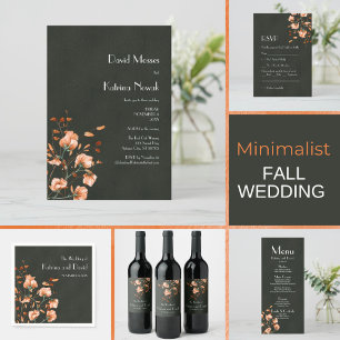 Olive Green Burnt Orange Florals Wedding Einladung