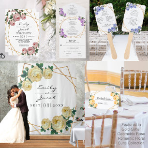 Eleganter Gold Glitzer Geo Lila Floral Table No Ankündigung