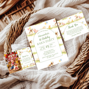 Launische Bauernhoftiere Pastell 1. Geburtstag Dankeskarte