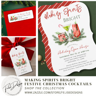 Making Spirits Bright Festive Cocktails Feiertage Quadratischer Aufkleber