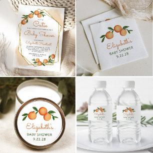 Orange Little Süsse Citrus Baby Shower Square Stic Runder Aufkleber