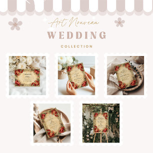 Jugendstil-Rote Rose Dankeskarte