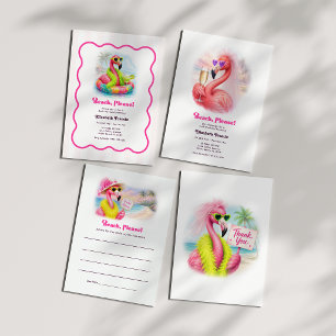 Strand, bitte Flamingo Junggesellinnen-Wochenende Einladung
