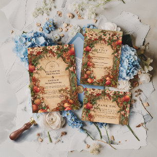 Frische botanische Hochzeit im Obstgarten RSVP Karte
