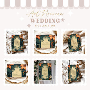 Art Nouveau Whimsical Floral Wedding Dankeskarte