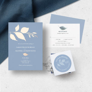 Simple Dusty Blue Blätter Vielen Dank für Ihre Hoc Runder Aufkleber