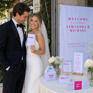 Minimalistische lila-rosa formelle Hochzeit Dreifach Gefaltete Karte