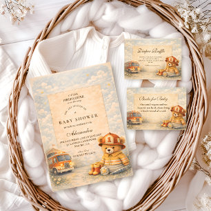 Teddybär-Feuerwehrmann-Baby-Party Serviette