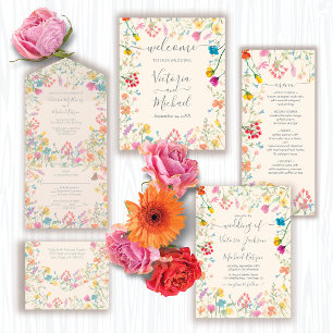 Mute Wildblume Delicate Boho Floral Wedding All In One Einladung