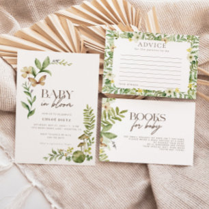 Wilde Botanische Rustikale Bücher für Baby Begleitkarte