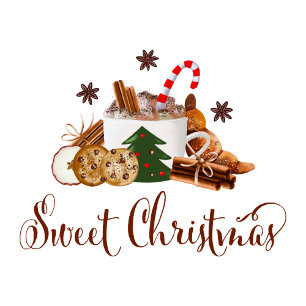 Sweet Christmas Frappuccino Cookie Cinnamon Kunst Feiertagskarte