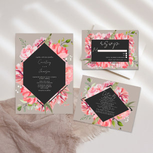 Einladung zur Hochzeit in geometrischem Rosa