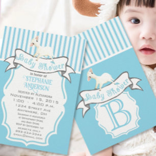 Green Blue Baby Boy Tow Pattern Baby Dusche Einladung