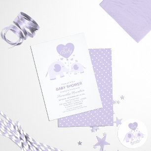 Oh Baby Lavender Niedlich Elephant Baby Dusche Einladung