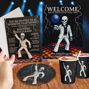 Skelett Spuk Disco Bash Halloween-Party Einladung