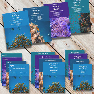 Hochzeitsfeier am Blue Underwater Sea Fish Beach Einladung