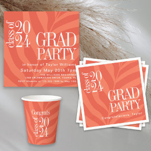 Bright Orange Simple Grad Party mit Namen Serviette