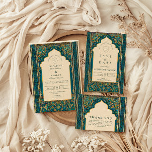 Teal-Bogen islamische Hochzeit Einladung
