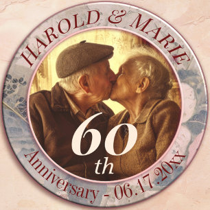 Elegantes altmodisches 60. Diamond Wedding Foto Einladung