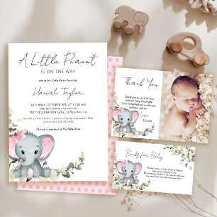 Elephant Girl Baby Shower Einladung