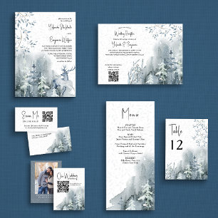 Website QR-Code für Snow Forest Winter Wedding Begleitkarte