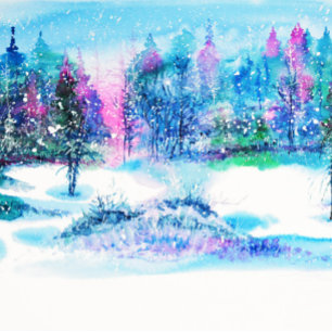 Elegante Winterwälder Wasserfarben Weihnachten Folien Feiertagskarte