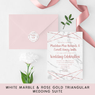Rose aus weißem Marmor Gold Magnetic Wedding Einla Magneteinladung