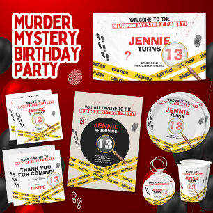 Mord Mystery Birthday Party Halloween Verbrechen Dankeskarte