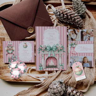 Pink Coquette Weihnachten Runder Aufkleber