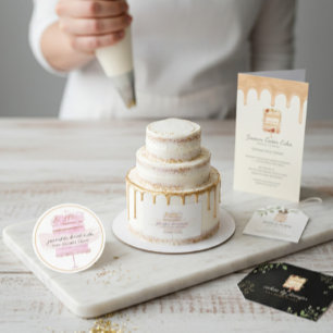 Rosa Blush Elfenbeinkuchen Bäckerei Blumengebäck Werbekarte