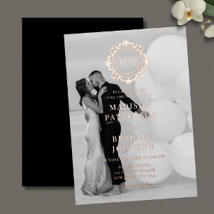 Verzierte Rose-Monogramm-Hochzeit RSVP Karte