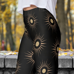 Stilvolle Red Wine Sun Burst Muster Leggings