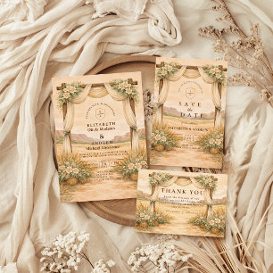 Wüstenbogen-Hochzeit im Western-Stil Einladung