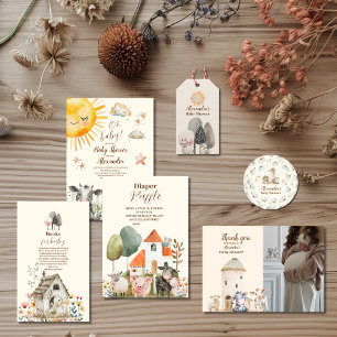 Baby-Dusche für Landtiere Pappteller