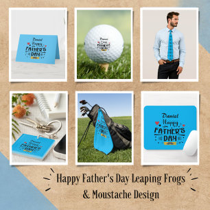 Happy Father's Day Leaping Frösche Hört Mustache Geschenkpapier