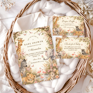 Botanische Boho-Safari-Mädchen-Babyparty Einladung