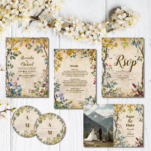 Boho Autumn Wildblume Botanical Wedding Begleitkarte
