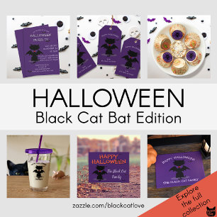 Niedliches Black Cat Bat Kids Halloween-Party Lila Pappbecher