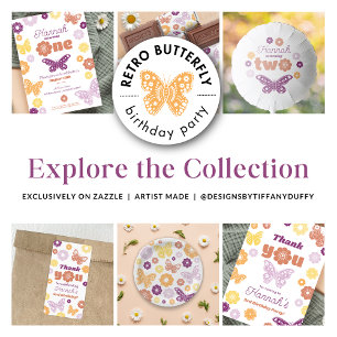 Retro Butterfly Geburtstagsparty Pappteller