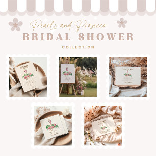 Rose Perlen und Prosecco Brautparty Dankeskarte