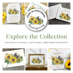 Erntedank Crow in Sonnenblumen Serviette