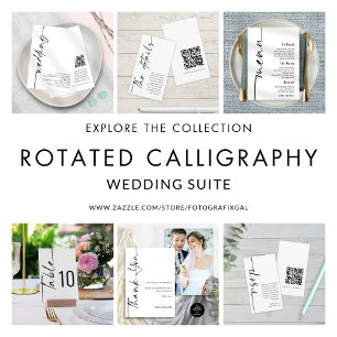 Moderne Kalligraphie QR Code Hochzeit Einladung