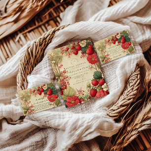 Whimsical Strawberry Botanicals Brautparty Dankeskarte