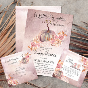 Pink Pumpkin Boho Pampas Baby Dusche Word Scramble Einladung