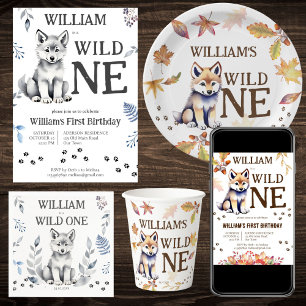 Niedlicher Wolf wilde 1 Wald Geburtstagsparty Banner