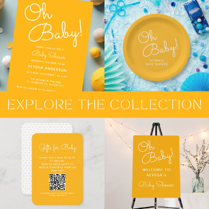 Oh Baby Modern Minimal Yellow Summer Baby Dusche Folieneinladung