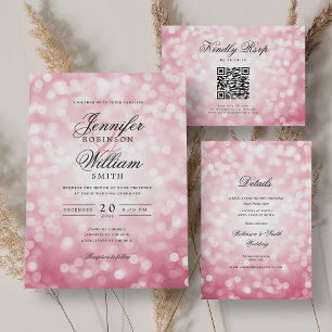 Elegantes Script Wedding Blush Pink Bokeh Lights Save The Date