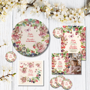 Foto Magical Fairy Floral Garden 1. Geburtstag Dankeskarte